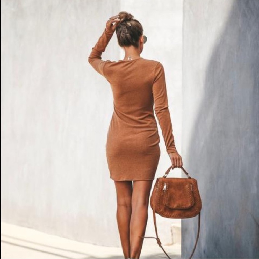 Vici Tan Ribbed Knit Dress - Picture 9 of 9